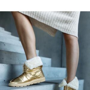 Złote ocieplane śniegowce z kołnierzem Edidda - Solea
