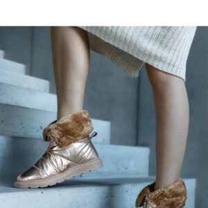 Złote ocieplane śniegowce z kołnierzem Edidda - Solea