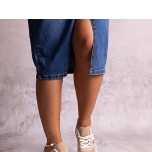 Beżowe sneakersy z lustrzaną wstawką Kollins - Solea