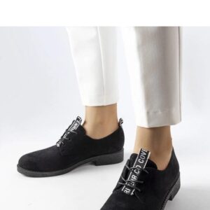 Czarne półbuty z eko-zamszu Sunderland - Solea