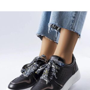 Czarne sneakersy wiązane wstążką Pryor - Solea