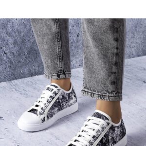 Biało-czarne tenisówki materiałowe Aucoin - Solea